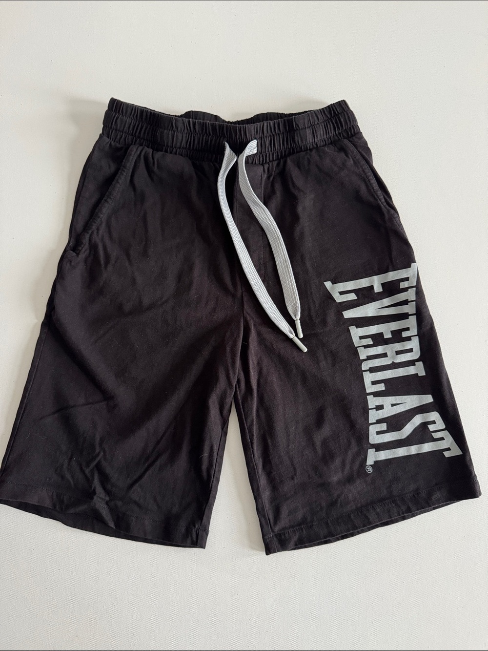 Everlast Black Men's Athletic Shorts with Gray Logo and Drawstring